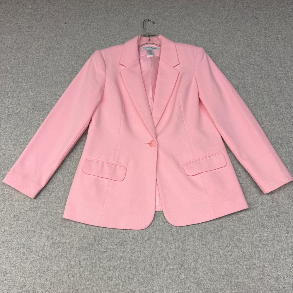 Sag Harbor Blazer Size 8 Pink Single Button Lined Professional Flap Pocket Jacke